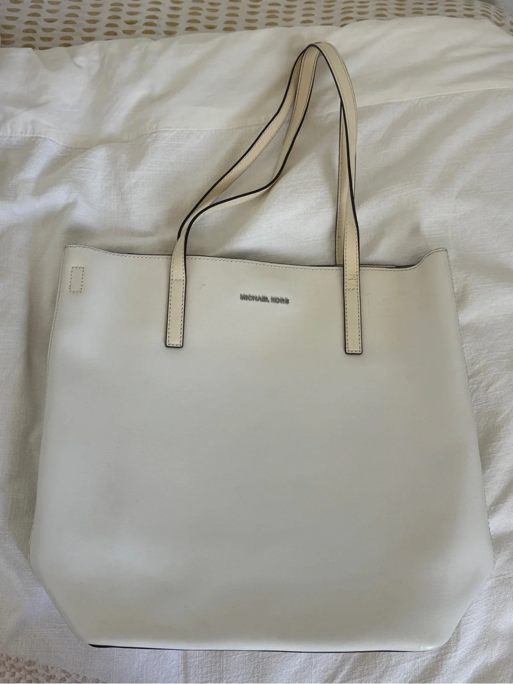 Preowned Vintage Michael Kors Emry Large Leather Tote Optic White 30t6se4t71